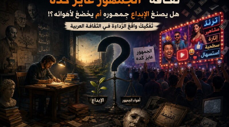 ثقافة “الجمهور عايز كده” هل يصنعُ الإبداعُ جمهورَه أم يخضعُ لأهوائه؟! تفكيكُ واقع الرّداءة في الثقافة العربية